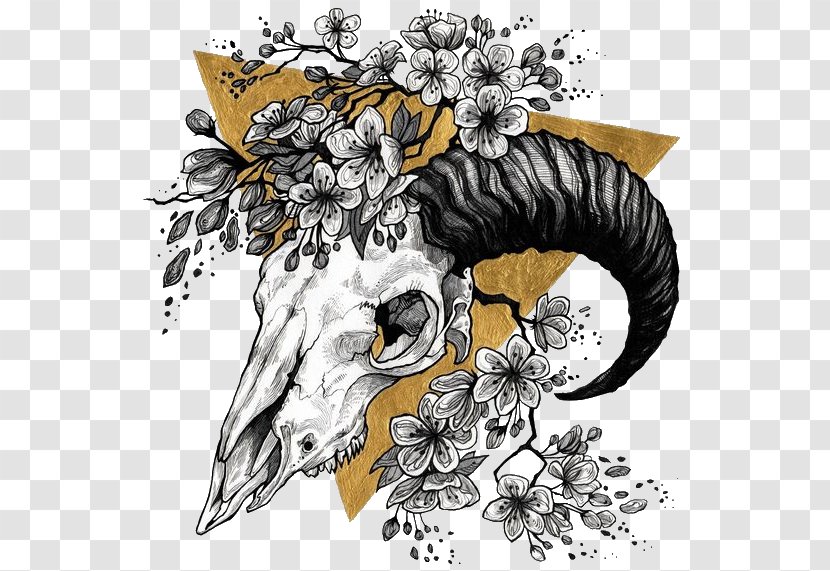 Flower Illustration Sticker Drawing Art - Skull - And Sketch Tattoo Transparent PNG