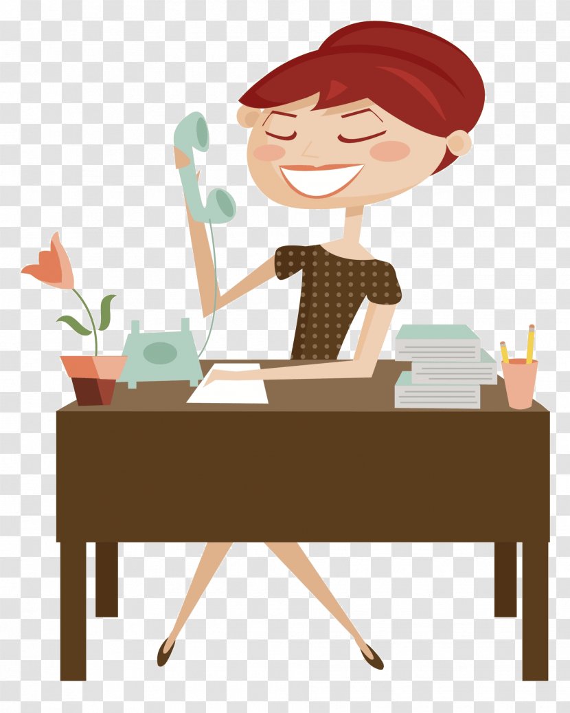 Secretary Cartoon - Furniture - Woman Transparent PNG