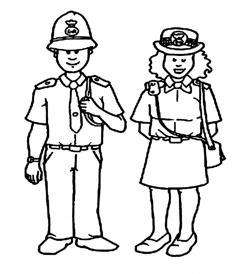Police Officer Coloring Book Page Badge - Clothing - Pictures For Kids Transparent PNG