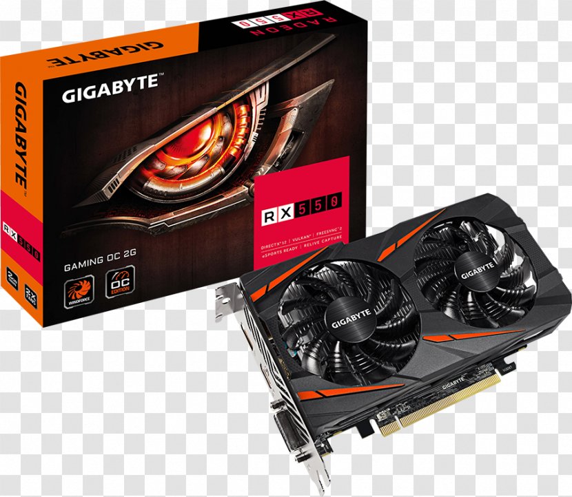 Graphics Cards & Video Adapters AMD Radeon RX 550 GDDR5 SDRAM 500 Series Gigabyte Technology - Electronic Device - Io Card Transparent PNG