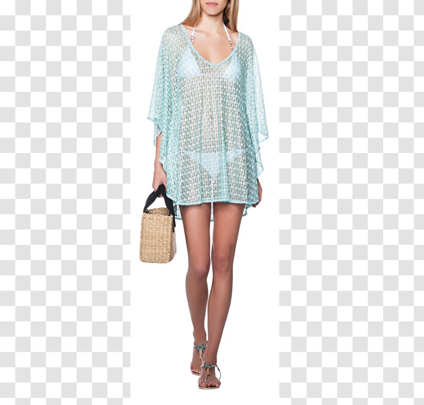 Shoulder Sleeve Dress - Aqua Transparent PNG