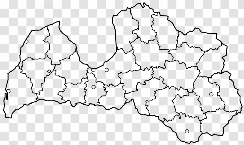 Latvian Map Administrative Divisions Of Latvia Before 2009 Statistical Regions - Monochrome Transparent PNG