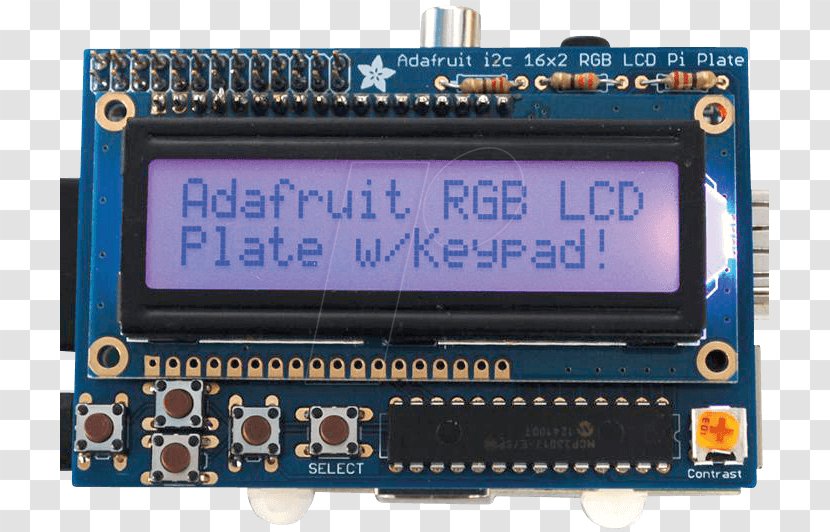Microcontroller Display Device Liquid-crystal Adafruit Industries Raspberry Pi - Positive Transparent PNG