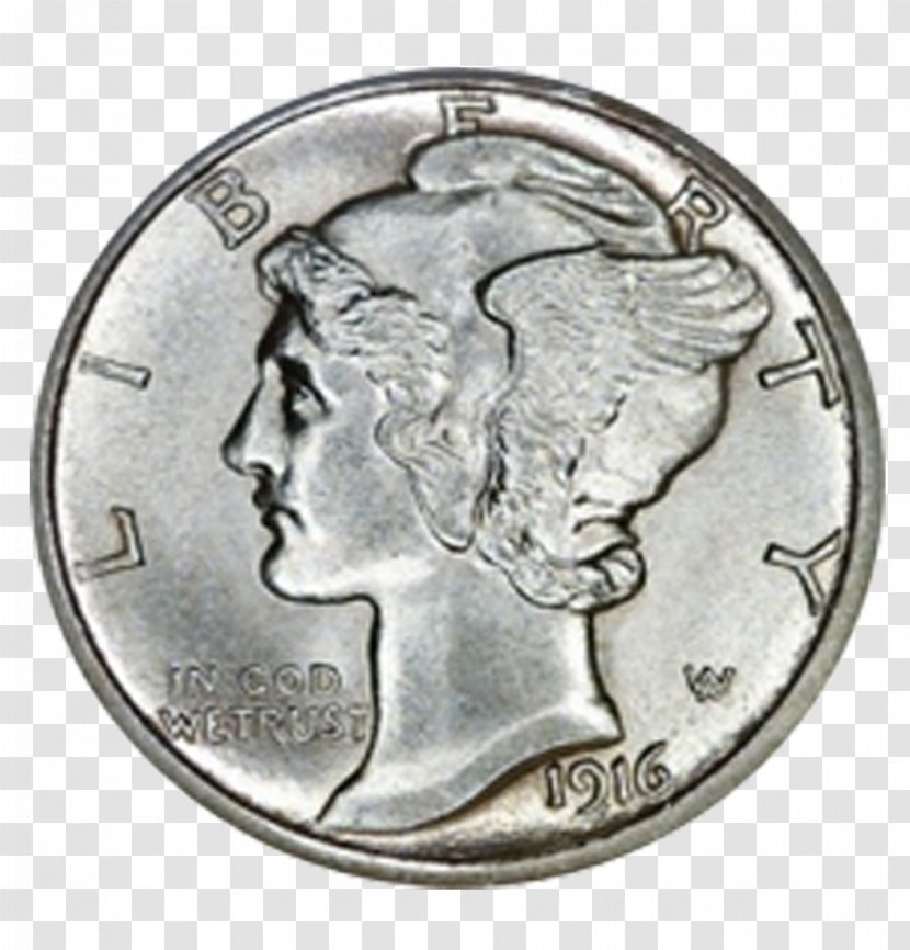 Mercury Dime Barber Coinage Silver - Coin - Bullion Transparent PNG