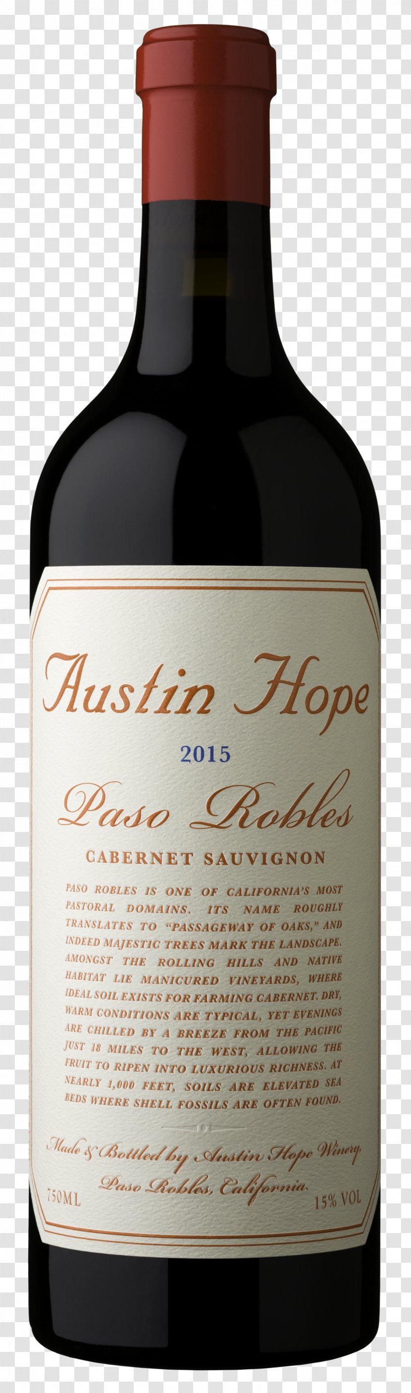 Austin Hope Winery Cabernet Sauvignon Blanc Paso Robles AVA - Distilled Beverage - Wine Transparent PNG