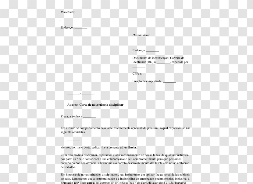 Document Justa Causa Recommendation Letter Employment - Laborer - Payment Inquiries Transparent PNG