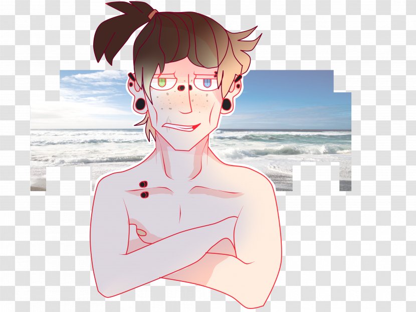 Ear Cheek Black Hair Skin Jaw - Watercolor - Beach Boy Transparent PNG