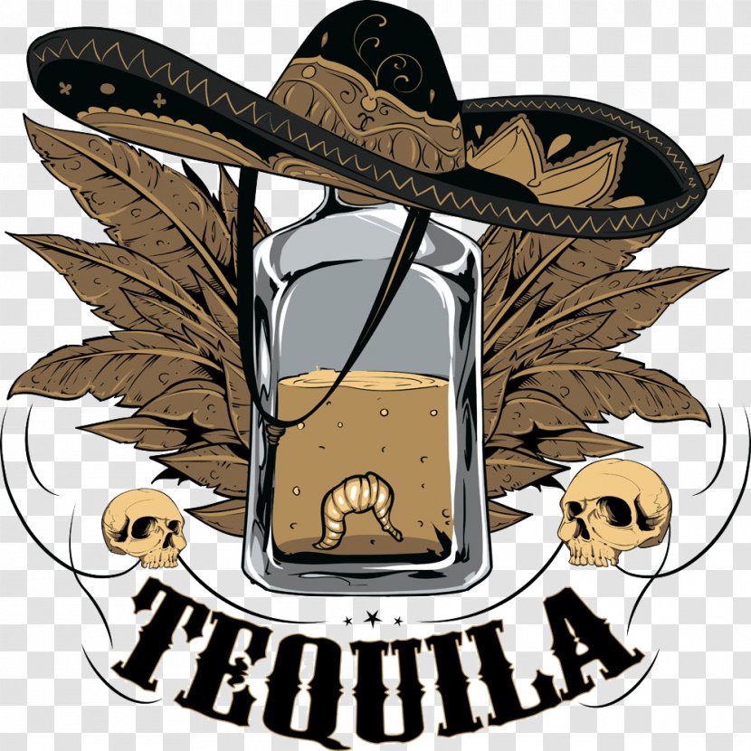 Tequila Sunrise Mexican Cuisine Illustration - Skull With Hat Image Transparent PNG