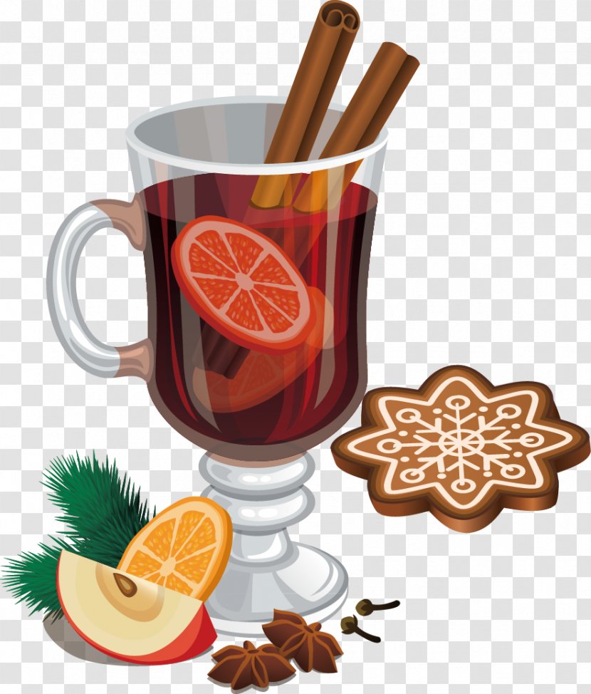 Mulled Wine Cocktail Cinnamon Roll Christmas Clip Art - Coffee Cup - Foreign Drinks Transparent PNG