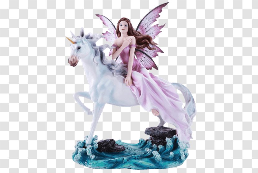 Fairy Riding Unicorn Legendary Creature Figurine - Water Transparent PNG