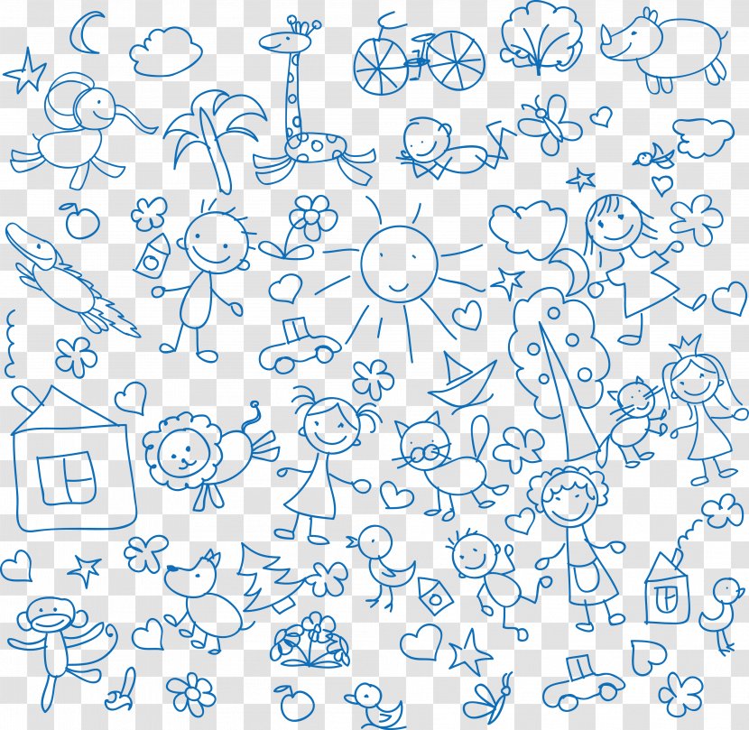 Line Icon - Element - Children Painted Drawing Vector Related Elements Transparent PNG