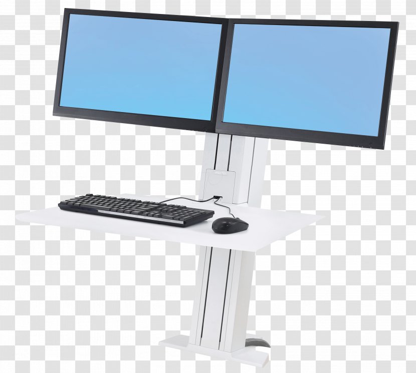 Sit-stand Desk Multi-monitor Workstation Computer Monitors Cases & Housings - Table - Monitor Screen Transparent PNG