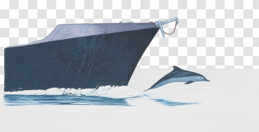 Bow Wave Ship Prow Dolphin Illustration - Blue Boat Painting Style Transparent PNG