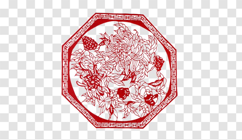 Papercutting Chinese New Year Art - Flower - Chrysanthemum Transparent PNG