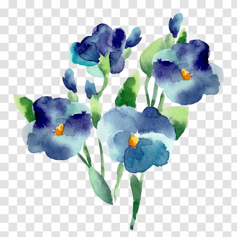 Flower Blue Watercolor Painting - Violet - Flowers Transparent PNG