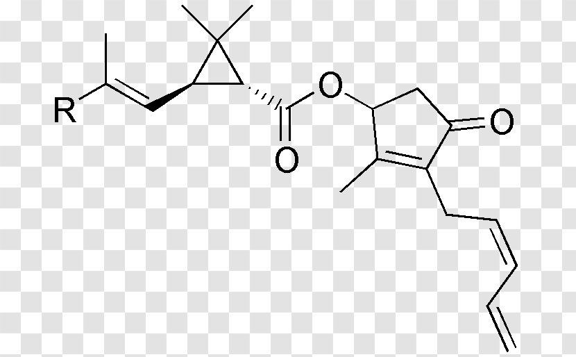 Pyrethrin Insecticide Chrysanthemic Acid Cyclopropane - Black And White - Hoa Transparent PNG
