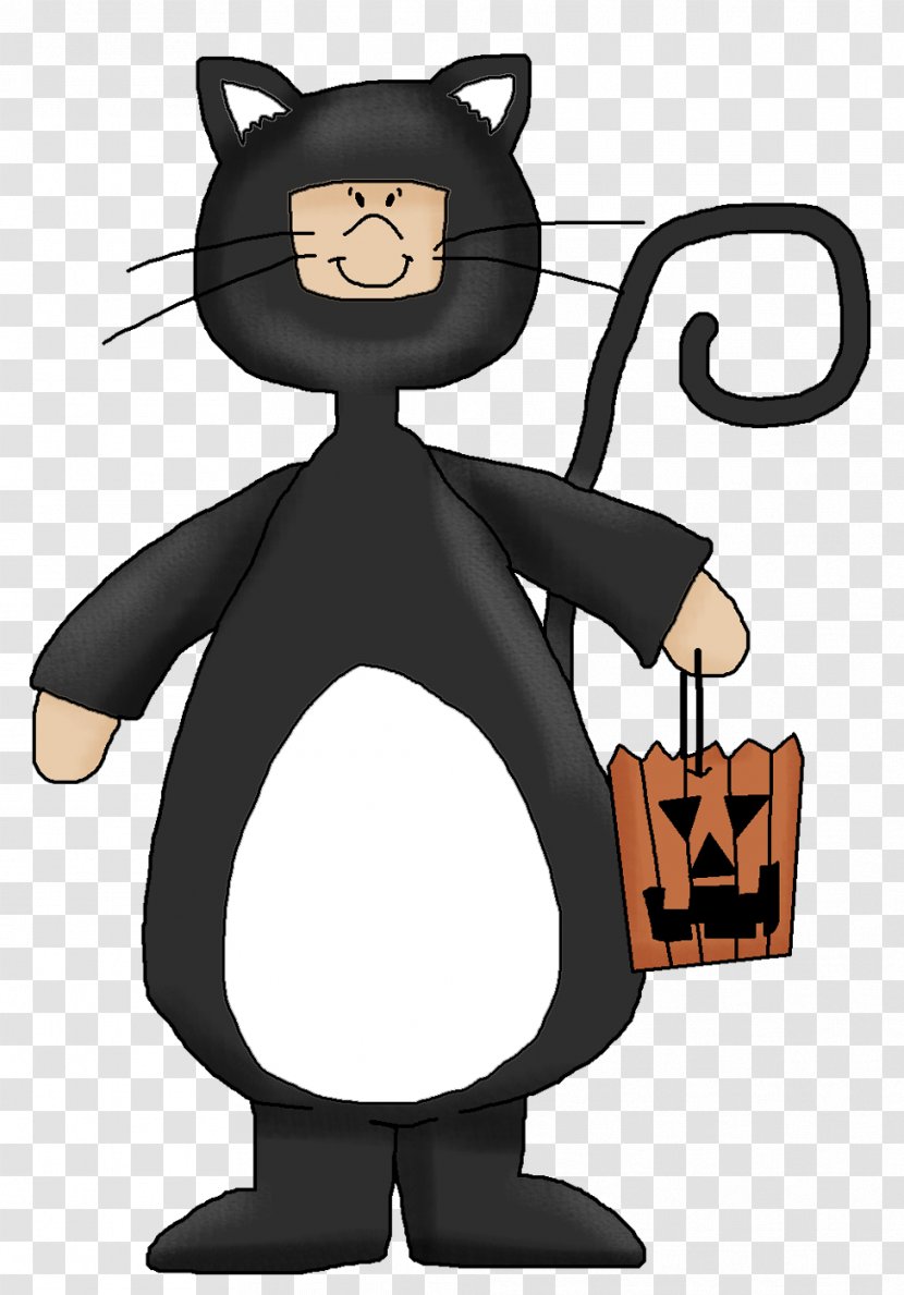 Black Cat Costume Halloween Clip Art - Cartoon Transparent PNG