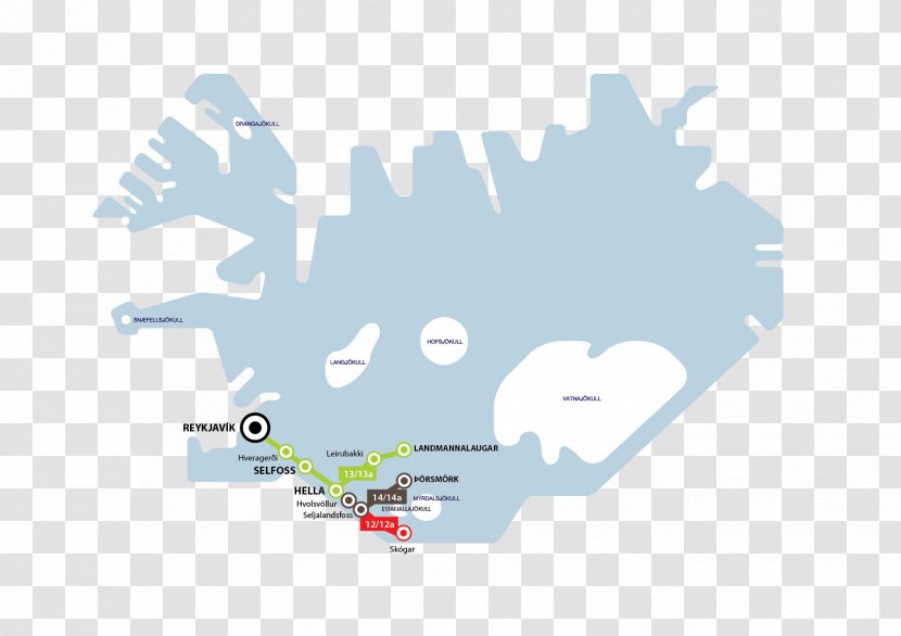 Guide To Iceland Bus Map - World Transparent PNG