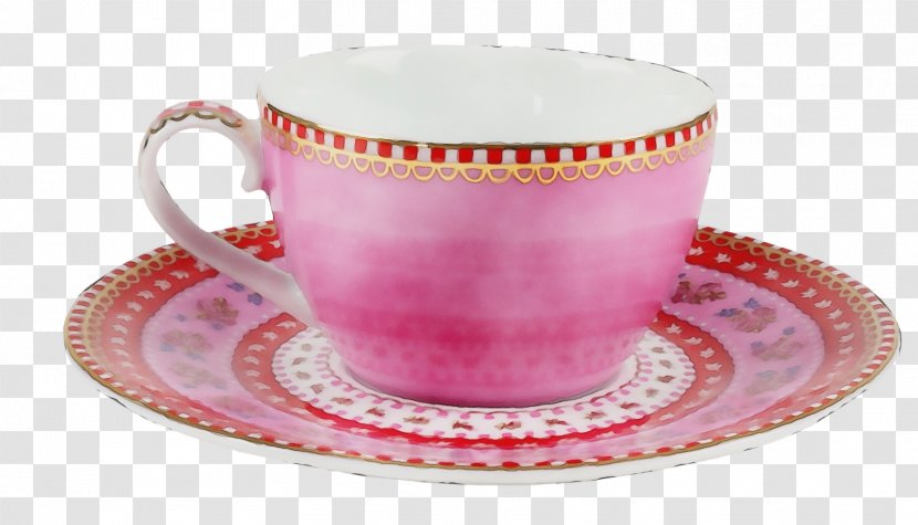 Cup Teacup Pink Drinkware Tableware - Paint - Dishware Porcelain Transparent PNG