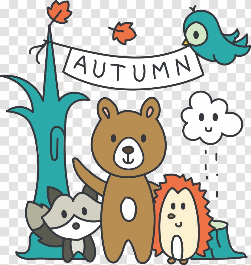 Euclidean Vector Drawing - Animation - Cartoon Small Animals In Autumn Transparent PNG