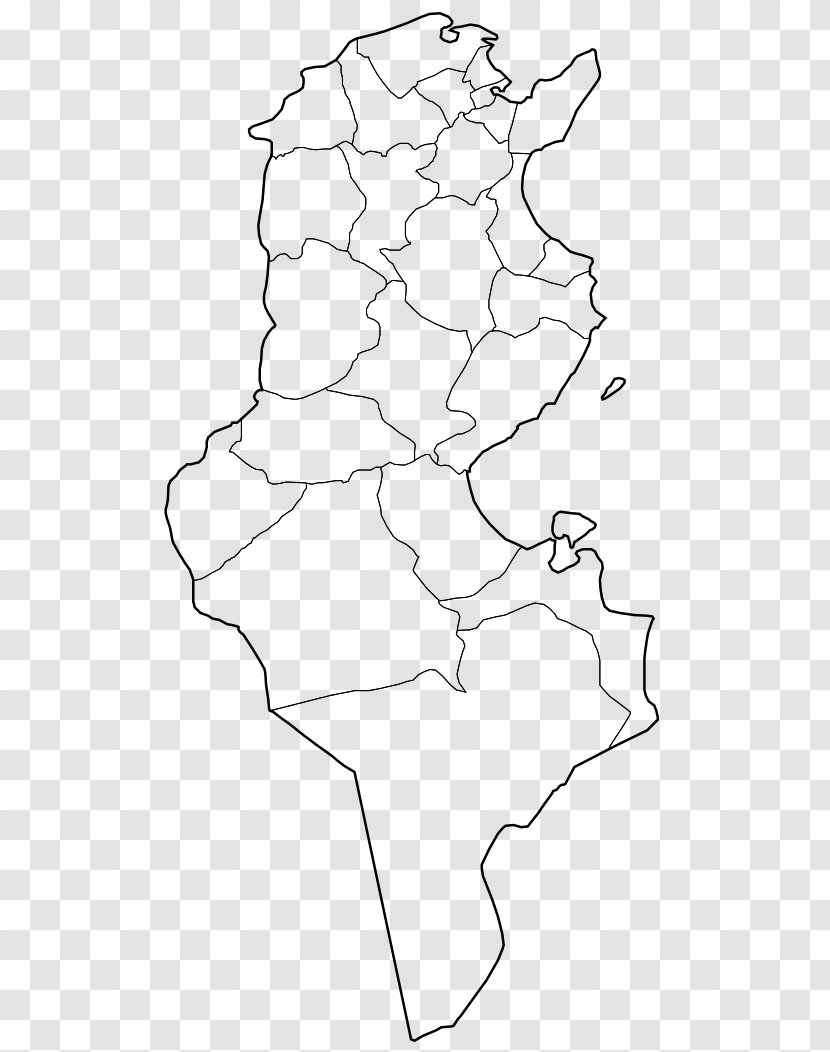 Governorates Of Tunisia Bizerte Governorate Wilayah Blank Map - Black And White Transparent PNG