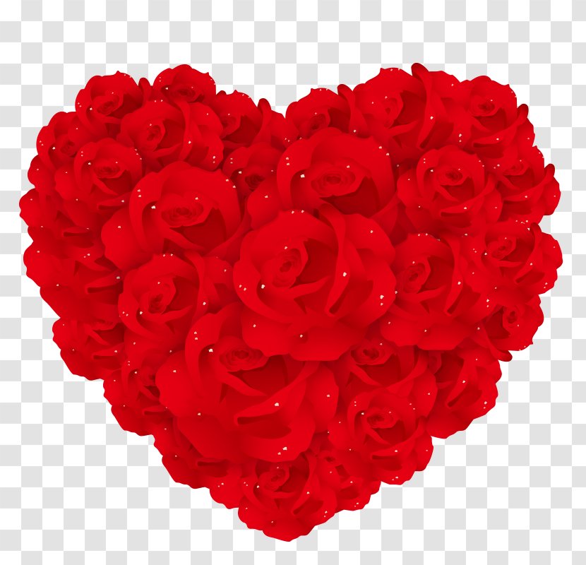 Valentines Day Heart Flower Rose - Floral Design - Red Transparent PNG