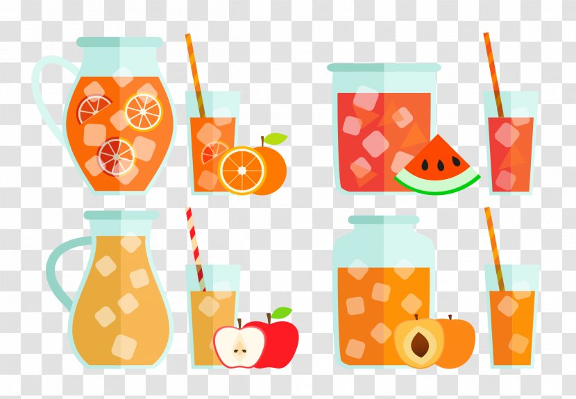 Orange Juice Lemonade Ice Cube Euclidean Vector - Drink - Gave Birth To Fruit Material Transparent PNG