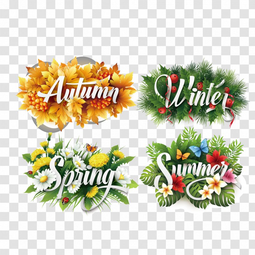 Vector Leaves And Flowers - Typography - Typeface Transparent PNG