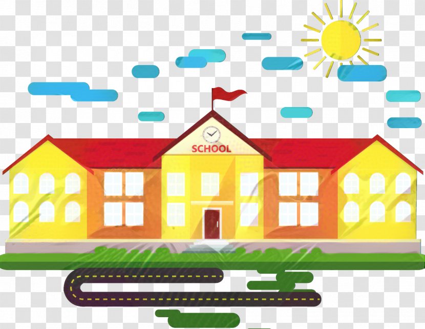 School Building Cartoon - Roof Home Transparent PNG