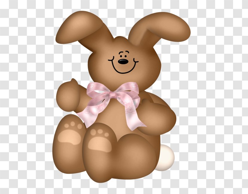 Easter Bunny European Rabbit Illustration - Silhouette - Little Brown Pink Bow Transparent PNG