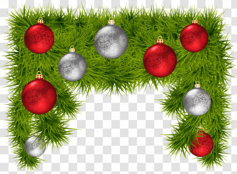 Christmas Ornament Tree Decoration - Santa Claus - Pine Branches With Balls Clipart Image Transparent PNG