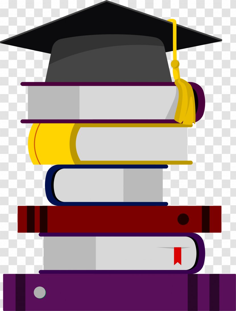 Icon - Yellow - Stacked Books On The Bachelor Cap Transparent PNG