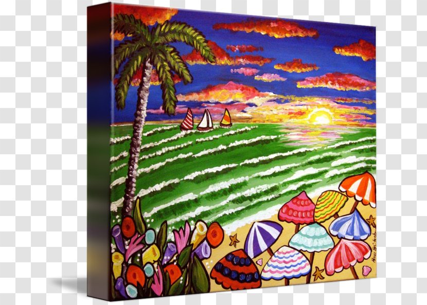 Painting Canvas Print Art Acrylic Paint - Beach Sunset Transparent PNG