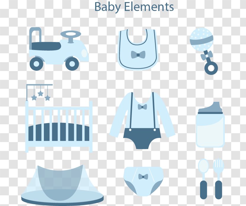 Infant Bed Blue Euclidean Vector - White - Baby Flat Element Transparent PNG