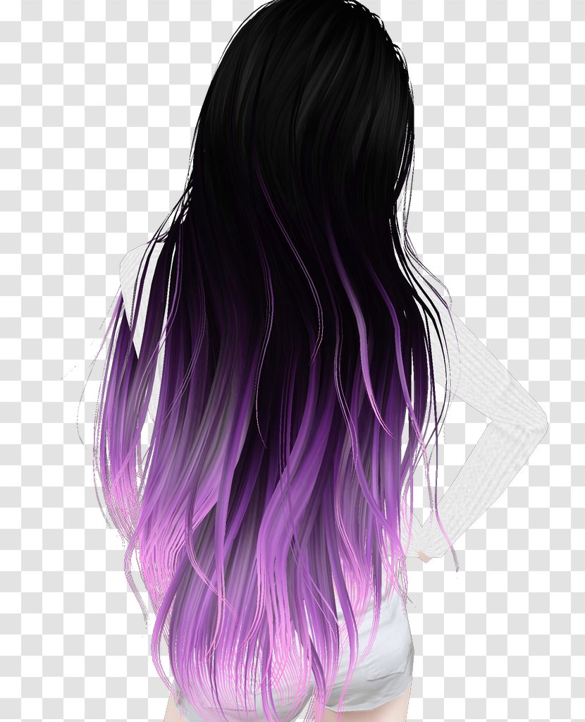 IMVU Avatar Black Hair Ombré - Violet Transparent PNG