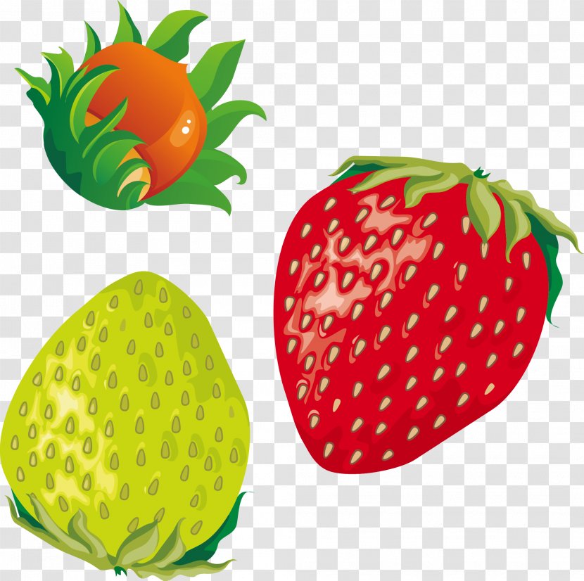 Strawberry Plum Fruit - Strawberries - Vector Red Green Transparent PNG