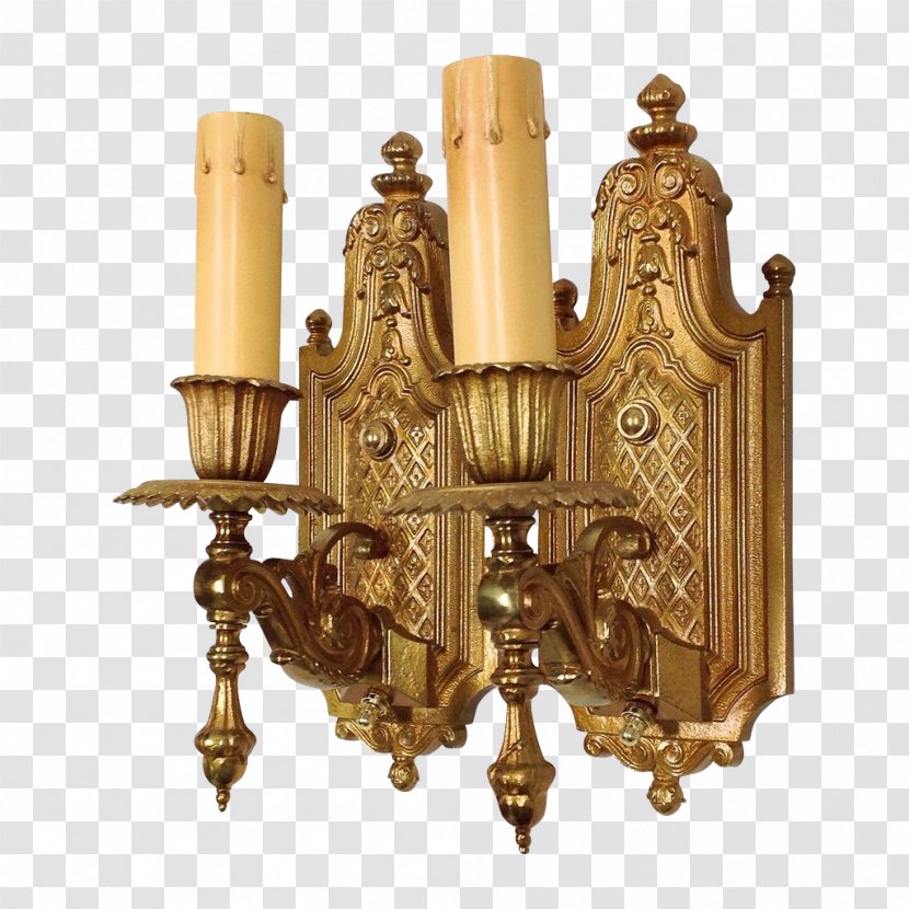 Chandelier Sconce Ruby Lane Candle Light Fixture - Ceiling - Gold Transparent PNG