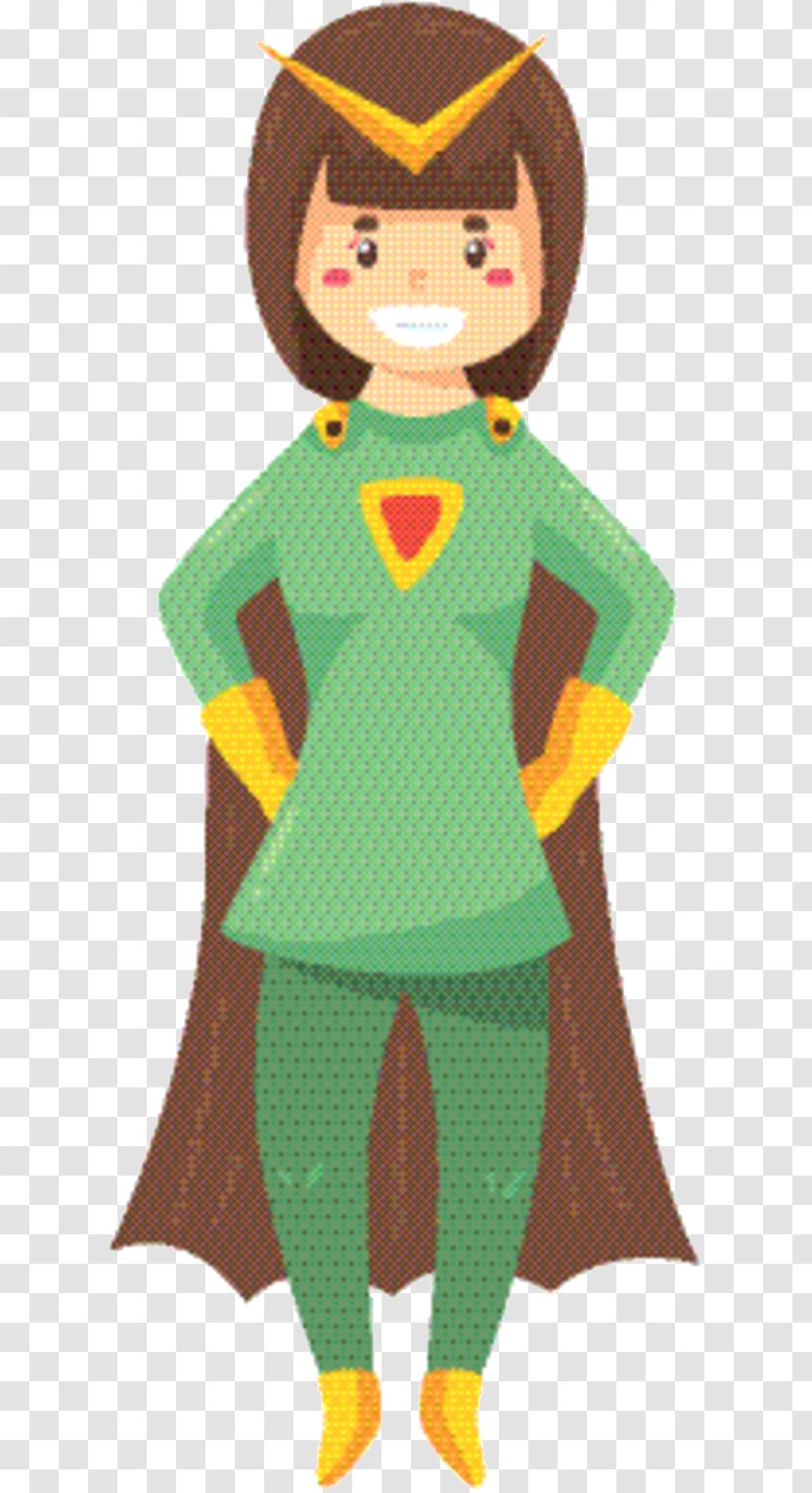 Girl Cartoon - Green - Wool Style Transparent PNG