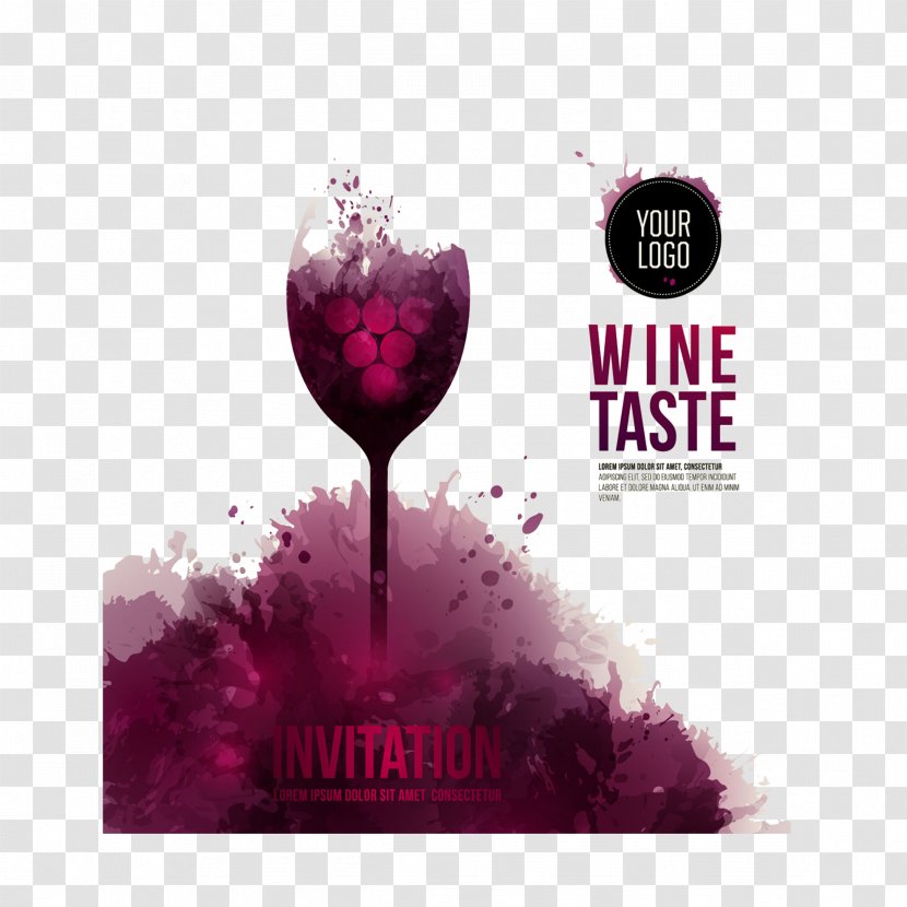 Wine Tasting Wedding Invitation Glass Flyer - Pomo Transparent PNG