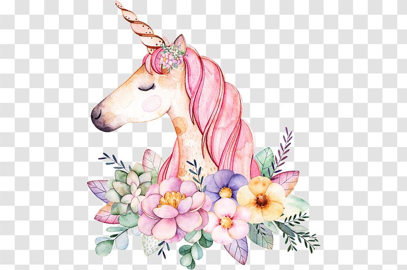 Floral Design Watercolor Painting Unicorn Digital Art Image - Organism Transparent PNG