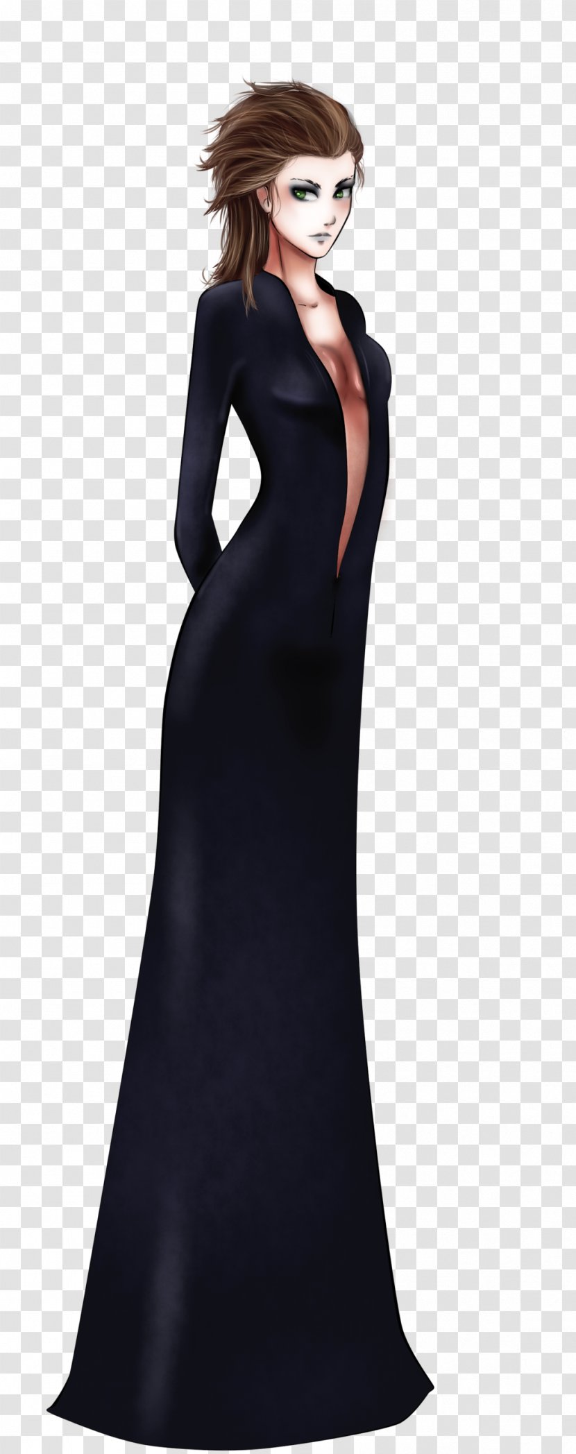 Little Black Dress Gown Shoulder Photo Shoot - Watercolor Transparent PNG
