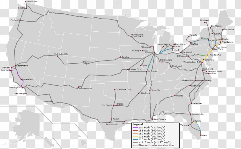 Rail Transport United States Train Amtrak Pennsylvania Railroad - Plan - High Speed ​​rail Transparent PNG
