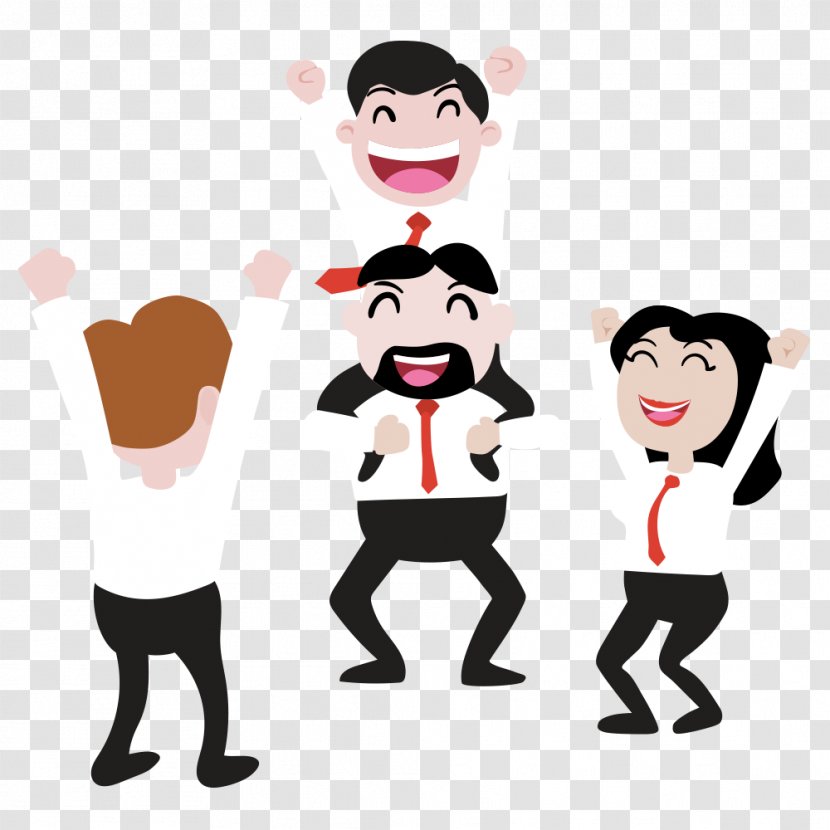 Teamwork Clip Art - Male - Cheering Business Team Transparent PNG