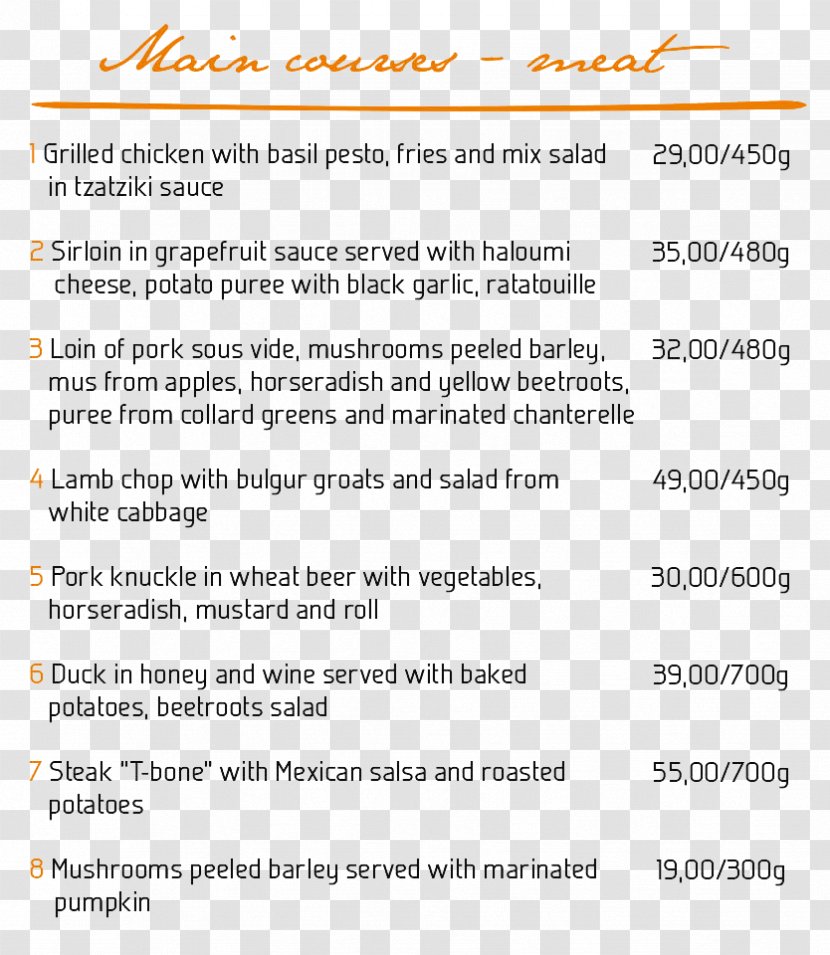 Document Line - Text - Main Course Transparent PNG