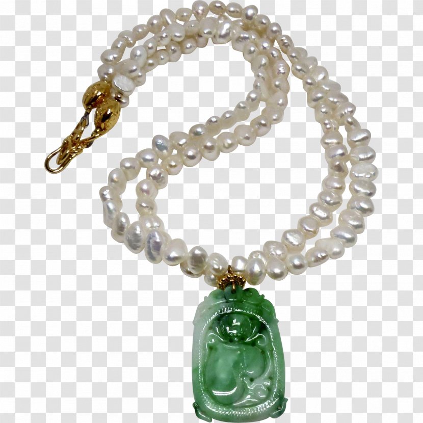 Emerald Jade Cultured Freshwater Pearls Necklace - Ruby - Pearl Transparent PNG
