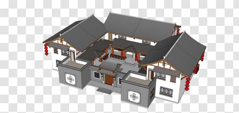 Siheyuan Architecture Scale Model Building - Ancient Material Transparent PNG