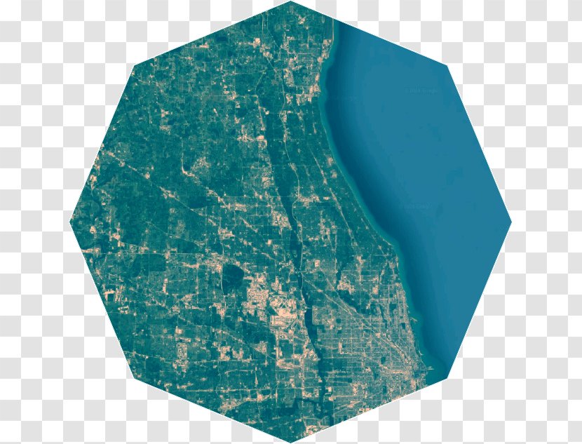 Turquoise - Teal - Satellite Map Transparent PNG