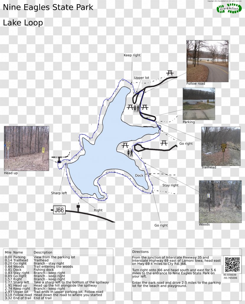 Nine Eagles State Park Trail Map Lake - Iowa Transparent PNG