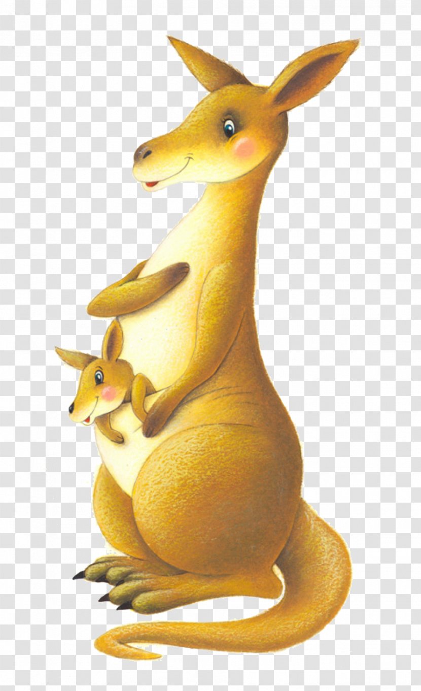 Kangaroo Belle Cartoon Illustration - Mother And Son Transparent PNG