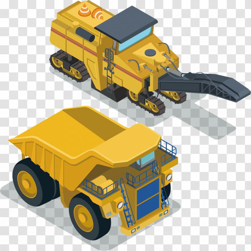 Excavator Architectural Engineering Isometric Projection Transport - Yellow Transparent PNG